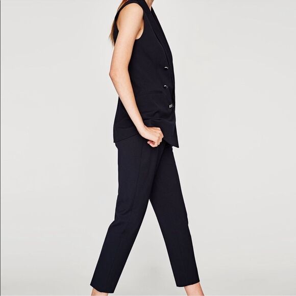 Zara Black Blazer Vest Double Breasted - Picture 3 of 12